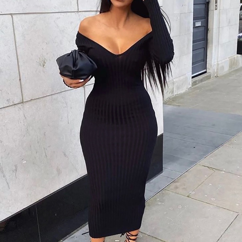 Black knit dress